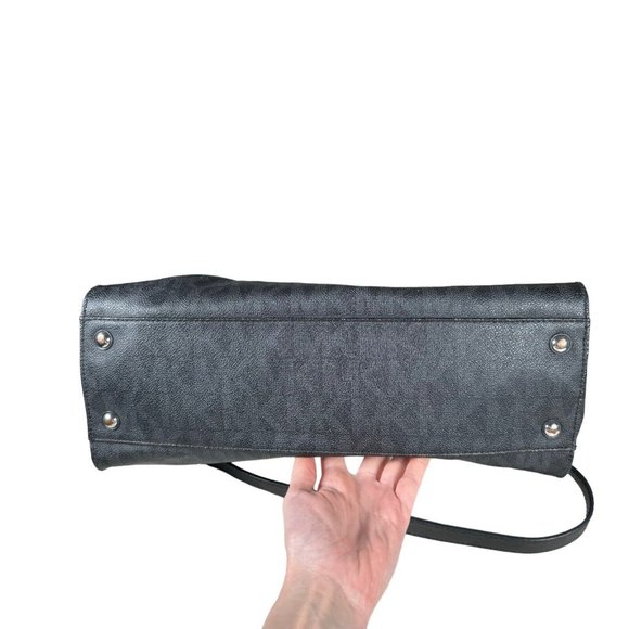 Michael Kors Black Gray MK Logo Hamilton Signature Tote Handbag Purse Authentic - Picture 9 of 16